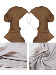 1pc Women Abaya Accessories Solid Color Instant Cover Head, Prayer Casual Pleated Headscarf, Practical Headscarf, Instant Long Khimar Hijab Turban, Suitable For Daily Use All Year Round Headband Veiled Clothes - Header Model - View 8