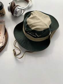 女士拼接渔夫帽，户外防晒露营徒步帽，夏季防风带下巴带帽，返校季必备 - 多色 - 查看 12