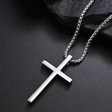 1 Piece Of Simple And Fashionable Hip-Hop Street Style Cross Pendant Stainless Steel Necklace Suitable For Men To Wear On The Street Every Day