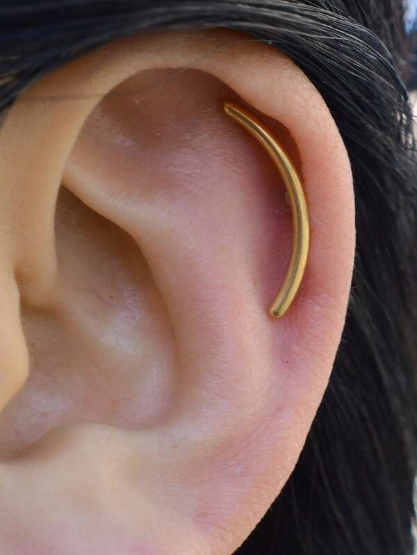 2pcs 20G Simple Line Stainless Steel Screw Back Stud Earrings For Women Men Fashion Arc Shape Cartilage Helix Flat Conch Piercing Punk Ear Jewelry