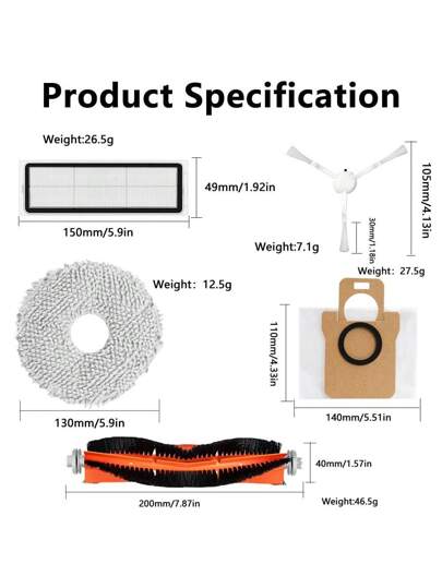 Replacement Parts Xiao Mi X20+ X10+ Dreame L10s Ultra Gen Pro Robot Stofzuiger Cleaner,Accessories Removable Brush/Main Brush HEPA Filter Side Mop Cloth/Mop Rag Dust Bag view 7