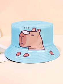 1pc Women's Adorable Reversible Capybara Print Bucket Hat, Suitable For Spring & Summer Daily Outfit - A - View 6