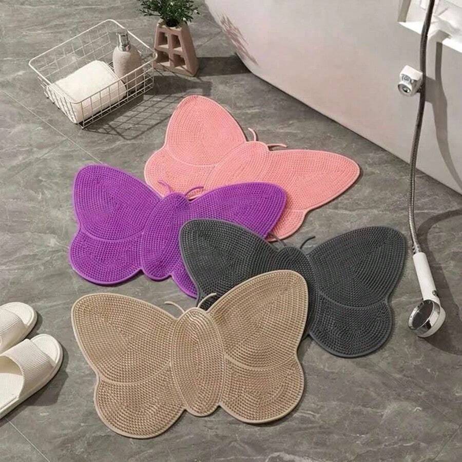 3D Butterfly Shaped Bathroom Mat, Foot Massage, Quick Drying And Non-Slip - Cor Aleatorias - Ver 1