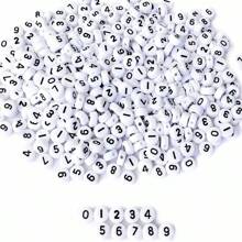 100/200/500pcs 4x7mm White Background Golden/Colorful/Black Digital Pattern Acrylic Large Beads, Suitable For DIY Jewelry Making, Necklace And Bracelet Craft Projects