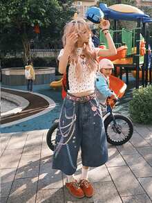 复古美式字母印花短袖T恤，性感修身短款圆领上衣 - 白色 - 查看 5