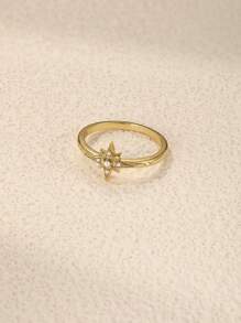 1 pièce Bague de fiançailles en argent sterling 925 à motif étoile octogonale, bandes éternité en cubic zirconia cubique, bague de mariage promesse pour femmes
