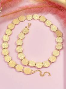 1pc Fashionable Moroccan Middle Eastern Ottoman Pattern Metal Waist Belt For Women, Adjustable Length Lobster Clasp Chain, Suitable For Weddings, Banquets, Festivals & Parties (2 Chain Pendants Randomly Sent) - Waist Chain - View 2