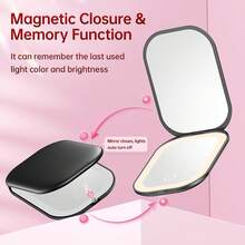 LED Makeup Mirror, Vanity Mirrors With Light, Portable Mini Makeup Mirror, USB Rechargeable LED Illuminated Travel Makeup Mirror, 1X/3X Magnifying Pocket Mirror With Light, Compact Mirror, Dimmable Magnifying Folding Makeup Mirror, Multi-Function Handheld Makeup Mirror, Suitable For Student Dorm, Travel, Makeup, Office, Bathroom, Bedroom Use, Home Decor Mirror, Back To School Makeup Mirror, Beauty Tool, Makeup Accessory, Women's Travel Essential, Bridesmaid Gift Mirror, Best Gift For Women, Christmas Gift - Multicolor - View 7