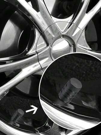4pcs Tire Valve Caps, Valve Stem Caps For Audi VW Benz BWM Nissan Hyun Dai Kia And So On, Alloy Car Tire Caps For Corrosion Resistant Leak-Proof Car Accessories, Balck