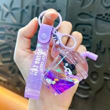 Sanrio 1 bucă breloc pentru sticle de lapte cu desene animate creativ, rafinat și drăguț, care curge lichid, cu pandantiv, accesorii pentru pungi, cadouri mici (personajele din sticlă rămân neschimbate, în timp ce modelele se schimbă aleatoriu)