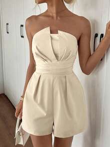 Jumpsuit Wanita Elegan Warna Polos, Cocok Untuk Belanja Sehari-hari, Minum Teh Sore, Pesta Ringan, dan Acara Lainnya di Musim Panas - Aprikot - View 9