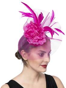 1pc Halloween Costumes Women's Organza Fascinator Hat Church Kentucky Derby British Flower Feather Fascinator Bridal Tea Party Accessories Hat Gold Halloween Accessories, Tiny Hats, Mini Cap, Wedding Items