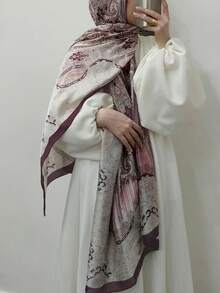 1 chiếc khăn choàng cổ phong cách Boho cổ điển dành cho nữ, khăn choàng đi làm màu khối cao cấp, khăn trùm đầu Hồi giáo đa năng, phù hợp với mọi mùa, khăn lụa nhẹ dùng để mặc váy - Màu Đỏ Sâu - Xem 3