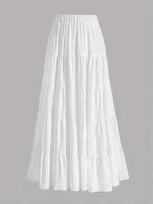 女士休闲宽松百搭优雅甜美半身裙 - 白色 - 查看 2