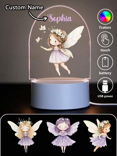 1Pc Customized Name Watercolor Magical Purple Fairies Creative Gift 3D Light Illusion LED Night Light Warm Light Birthday Gift Christmas Gift Decoration Desk Lamp Night Light.A Gift For A Girl Gifts Graduation,Multi-Functional,Adjustable,Durable,Ornamental,Reusable,Exquisite,Adorable,High-Quality,Modern,Colorful,Cute,Comfortable,Stylish,Custom,Personalized,Unique,Ideal Gifts For Him,Ideal Gifts For Her,Boyfriend,Girlfriend,Dad,Mom,Family,Friends,Son,Daughter,Home Refresh,Customized Crafts,Home & Living,Christmas Home Atmosphere