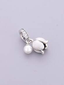 HuooNew 1 Stück 925 Sterling Silber Perlen Blumen Anhänger, Unisex Geburtstagsgeschenk