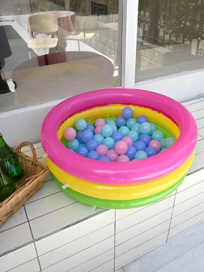 1 件充气圆形游泳池，彩虹设计，超大超厚，适合成人、户外、花园、后院、夏季泳池派对、沙滩必需品、沙滩配件、泳池浮板