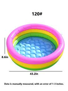 1 pieza Piscina inflable redonda, diseño de arcoíris colorido, extra grande y gruesa para adultos, uso en exteriores, jardín, patio trasero, fiesta de piscina de verano, artículos esenciales de playa, accesorios de playa, flotador de piscina