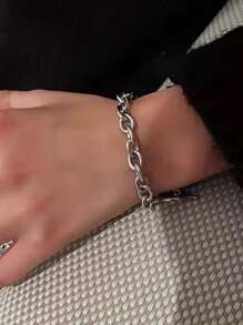 1 pieza Pulsera con forma de O de acero inoxidable elegante, apta para uso diario de hombres