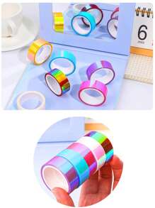 Creative Rainbow Film Laser Tape, Cool Colored Decorative Waterproof Tape, Handbook DIY Material Collage,Diary DIY Office School Supply Stationery