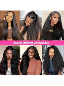 混合假发 - 混合真人发与合成卷曲直发假发，适合女士，180% 密度巴西 13X4 透明蕾丝前假发，真人发混合直发，含婴儿发自然色混合发（鲍勃 8-16 英寸）