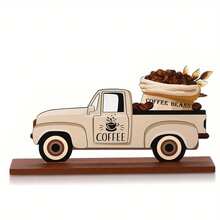 5pcs/Set Rustic Wooden Coffee Bar Decor Set - Quirky Figurines, Vintage Truck And Mason Jar Designs, Suits Kitchen & Living Room - Multifunctional Indoor/Outdoor Wooden Table Display, Great For Thanksgiving - Multicolor - View 10