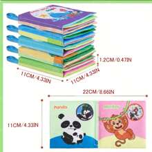 Paquete de 4 libros blandos de educación temprana para niños, lavables, masticables, resistentes al desgarro, que incluyen animales, frutas y otros juguetes de aprendizaje interactivo, adecuados como regalos de Navidad, cumpleaños, Halloween, Acción de Gracias y Pascua para bebés y niños pequeños