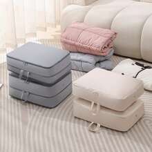 [Popular Choice] 2025 New Ultra Space-Saving Self Compression Organizer - Polyester Storage Bags For Comforters, Clothes, Blankets, Bedding, Travel & More - Available In Gray, Pink, Storage Bags Home Bedroom Clothes Storage Organizer Closet Organization And Storage Bag For School School Accessories School Stuff - Multicolor - View 7