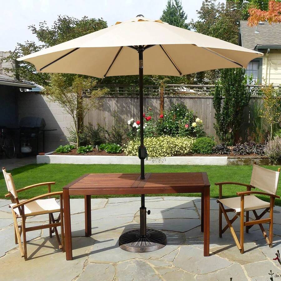 Garden Table Umbrella With 30lb Patio Umbrella Base, Patio Market ...