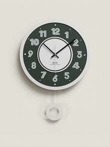 WOZOOM Wozoom Modern Minimalist Round Wall Clock, Overall Beige & Brown Color Scheme, Concise And Elegant. The Dial Features Bold Numeral Lines, Central Brown Circular Ring With Silver Pointers, Sophisticated Design. Pendulum Swing At The Bottom Adds Liveliness. Perfect Home Decor Choice For Living Room, Bedroom, Etc.