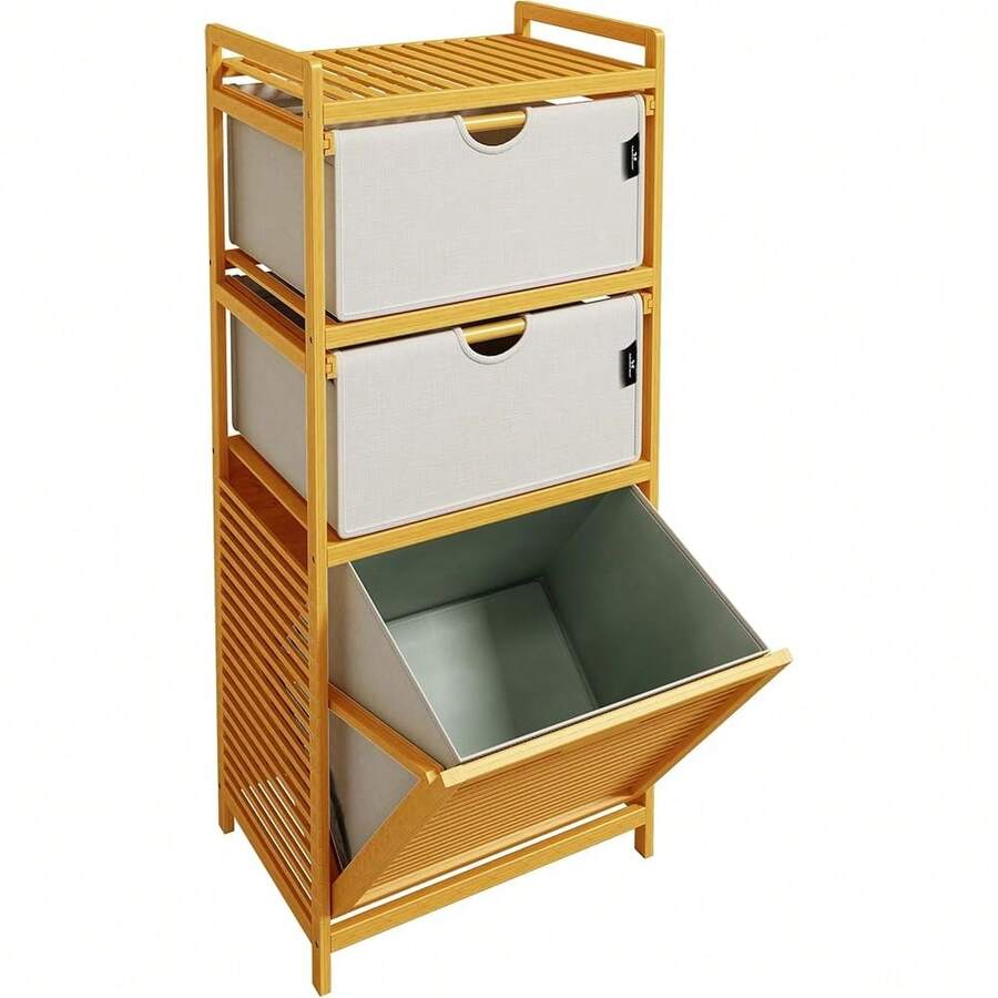 2025's Hottt-AdelDream Laundry Basket Bamboo Laundry Baskets 3 Compartments Laundry Hamper For Dirty Laundry Storage For Items Laundry Box Laundry Baskets Laundry Sorter Light Grey 06-28-Light Grey-06-28 - Bildfarbe - View 1