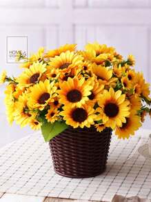 3pcs Simulated Sunflower Bouquet, 13 Sunflower Flowers With Neat Leaves And Stems, Colorful And Smart Simulated Sun Bouquet, Pastoral Style Home Decoration, Garden Flower Decoration, Photography Props, Suitable For Home Living Room Bedroom Kitchen, Wedding, Hotel, Restaurant, Company Front Desk, Campus, Dormitory