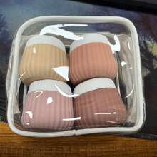 GGGold 4pcs [TSA]Approved Silicone Travel Containers Set, Leak-Proof Cream Jars With Transparent Bag, For Face Body Hand Lotion Skincare.Suitable For [ Travel]  And Shipping Seasons