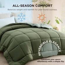 Comforters Full Size Duvet Insert Contrast GentleSoft™ Down Alternative Comforter Quilted All Season Duvet With 8 Tabs Hine Washable Gifts For Women Green Light Green Full 86 X 82 - Green/LightGreen - View 5