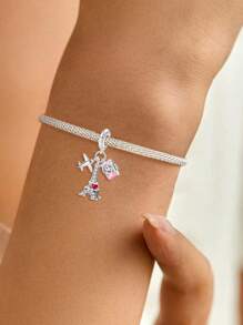 1 Peça Stertling Silver 925 Charme Big Ben Tower Love Bead Adequada para Mulheres Pulseiras Braceletes DIY Joias Fazendo e Combinação de Roupas Diárias Decoração de Jóias para Meninas