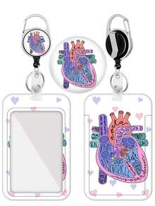 Portabadge con carrete retráctil, etiqueta de identificación en forma de corazón para tarjeta de trabajo, clip resistente para tarjeta vertical, funda protectora para trabajo, oficina, enfermera, estudiante, maestro, mujer, hombre - Azul y blanco - Ver 8