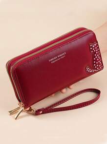 Women's Dual Zipper Cat Pattern Long Wallet Purse Multi-Card Slots Large Capacity Phone Holder Clutch Bag For Women Mini Wallet Purse Wallet Wristlet Wallet Keychain