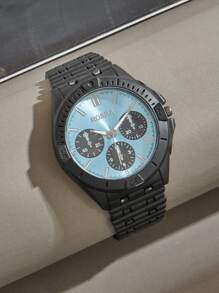 Relógio Casual Masculino com Mostrador Colorido, Design de Panda de 3 Olhos, com Pulseira de Aço e Movimento de Quartzo para Tempos Precisos