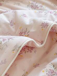 1 stuk lichtgewicht zomerquilt met wit en paars bloemenpatroon (alleen quilt, geen kussen), minimalistisch en fris, geschikt voor thuis, slaapkamer, slaapzaal, ruimtes met airconditioning