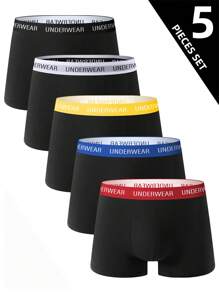 5 pares de calzoncillos tipo bóxer sólidos, elásticos y sin costuras para hombre, ropa interior cómoda y shorts deportivos informales de talla grande