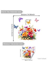 1pc/1set 2pcs Spring Floral Series Toilet Decorative Sticker, Bathroom Decal, Multi-Scenario Use Stickers