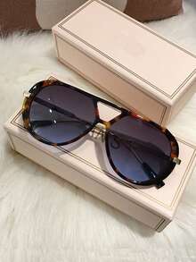 1pc Unisex Retro Metal Double Bridge Street Fashion Pilot Glasses, Casual Vacation Style For Summer Beach Vacation,Outdoor,Travel