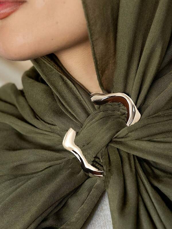 1pc Asymmetrical Metal Custom Designed Large Hijab Scarf Clip Holder Women Brooch