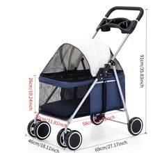 1 Stück Haustier Katze Hund Kinderwagen, tragbarer faltbarer Haustier-Transportkorb für Outdoor, 58*30*26cm, geeignet für mittelgroße und kleine Rassen wie Pudel, Husky, British Kurzhaar
