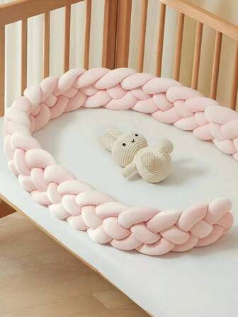 1 件装多色 4 股编织婴儿床保险杠装饰婴儿床围栏，新生儿幼儿防撞柔软婴儿床围栏