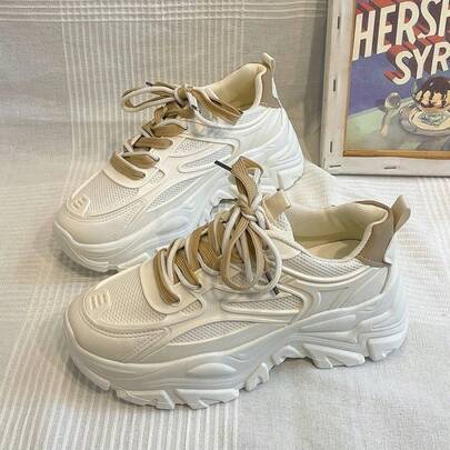 Zapatos deportivos casuales para mujer, zapatos deportivos de cuña y suela gruesa para mujer, Zapatillas de malla transpirables con suela gruesa para mujer