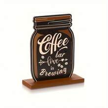 5pcs/Set Rustic Wooden Coffee Bar Decor Set - Quirky Figurines, Vintage Truck And Mason Jar Designs, Suits Kitchen & Living Room - Multifunctional Indoor/Outdoor Wooden Table Display, Great For Thanksgiving - Multicolor - View 8