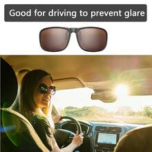 2 Pcs Polarised Clip On Sunglasses For Men Women, Full Frame Flip Up Driving Sunglasses, UV 400 Protection Anti-Glare Sunglasses For Driving Fishing Hiking Outdoor Sport (Black+Brown) - Black+Brown - View 5