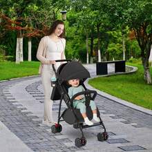 Cochecito de 4 ruedas, con sombrilla grande, 0-4 años, máx. Carga 70 kg (con cojín de algodón, mosquitera y portavasos)