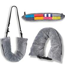 Fillable Travel Pillow, Suitable As Extra Luggage, Soft Velvet Travel Neck Pillow With Storage Bag, Adjustable Neck Size, Multifunctional Foldable Pillow, Ideal For Flight Travel